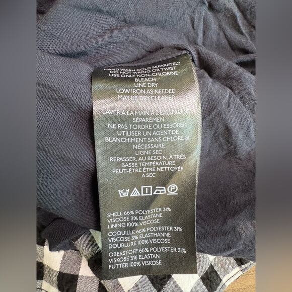 By Anthropologie Black and White Gingham Apron-Style Mini Dress Size Large - Picture 7 of 10